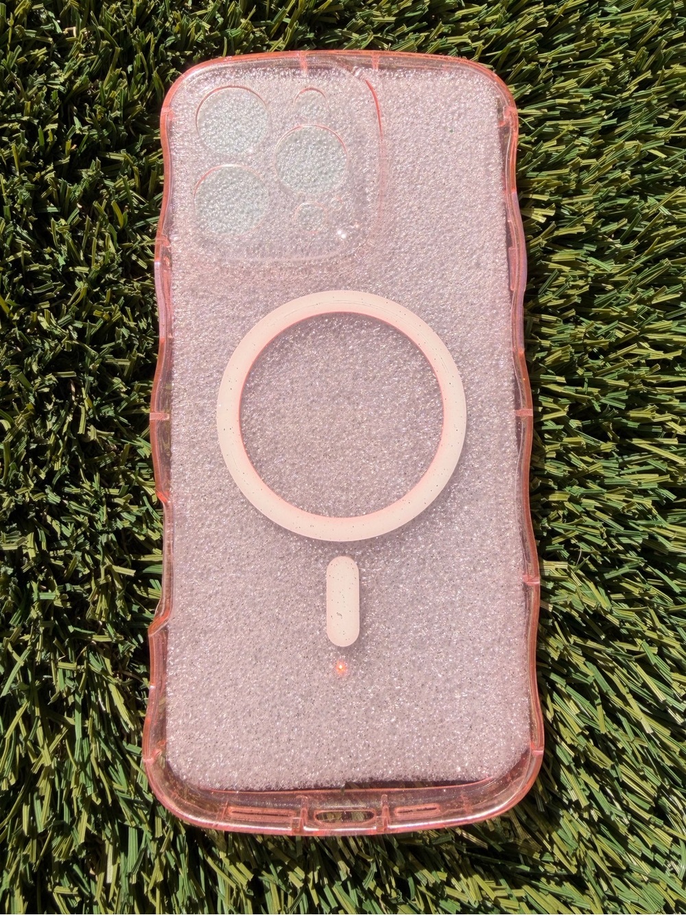 iPhone 16 pro max Transparent Pink Glitter MagSafe-Compatible Phone Case